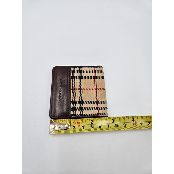 Burberry Coin Pouch Leather Plaid Check Brown Snap Closure Wallet - Picture 8 of 8